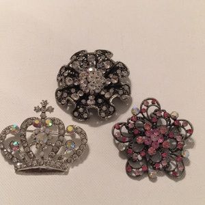 3 bling brooches